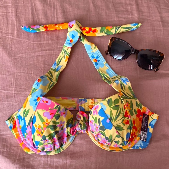 NWT Adore Me Shelby retro halter bikini top and bottom. Sustainably made. - Picture 3 of 6